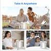 Collage of images showing a water filter pitcher in different settings: a picnic, a home office, and a family living room. Náhled obrázku produktu