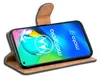 A flip case for a Motorola Moto G8 phone is shown open, displaying the phone's screen. Náhľad obrázku produktu