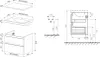 Technical drawings and dimensions of a bathroom vanity and sink. Produktbild-Vorschau