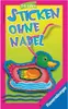 The image shows the packaging for a Ravensburger "Sticken ohne Nadel" (Stitching without a needle) craft kit, featuring a colorful duck illustration. Produktbild-Vorschau
