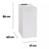 A white washing machine with dimensions indicated. Produktbild-Vorschau