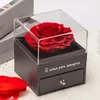 Ewige Rose mit Silberkette, Herzform, rot, 8,8 cm, Geschenk Voir les images du produit