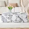 Weißer rechteckiger Couchtisch mit Marmorimitat, 90x50x30 Produktbild-Vorschau 5