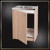 A kitchen cabinet with a sink and an open door. Podgląd zdjęcia produktu