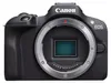 A close-up front view of a black Canon EOS R100 camera body, showing the lens mount. Voir les images du produit