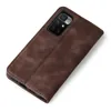 A brown flip cover for a smartphone is shown from a diagonal top-down view against a white background. Produktbild-Vorschau