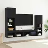 A black TV cabinet unit mounted on a white wall, with a TV mounted above it. Produktbild-Vorschau