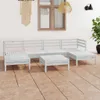 The Living Store 7-tlg. Garten-Lounge-Set Weiß Massivholz Produktbild-Vorschau 1