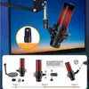 An instructional image showing the assembly of a microphone boom arm and shock mount. Produktbild-Vorschau