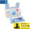 A clear plastic storage box with a blue lid and tray, containing various tools like wrenches and screwdrivers. The box is open, showing its compartments. A blue overlay with text is in the top left corner, and a yellow and black logo with text is in the bo Produktbild-Vorschau