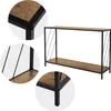 A console table with a wooden top and shelf, supported by a black metal frame. Náhled obrázku produktu