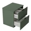 A green cabinet with two drawers, one partially open, against a white background. Produktbild-Vorschau