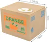A cardboard box shaped like a piggy bank with orange markings and dimensions indicated. Anteprima dell’immagine prodotto
