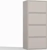 A light beige, four-door, four-shelf chest of drawers is shown against a white background. Voir les images du produit