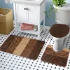 Badteppich Set 3-TLG. Braun/Beige Leaves - rutschfest & Produktbild-Vorschau 3