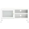 vidaXL Armoire TV Blanc 90x30x44 cm Acier et verre - Meuble Voir les images du produit 4