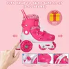 (Rosérot, M (30-33)) Rollschuhe für Kinder mit beleuchteten Produktbild-Vorschau 4