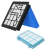 Two vacuum cleaner filters are displayed against a white background. One filter has a black frame with a graphic of a faucet and water drop. The other filter is blue. Produktbild-Vorschau