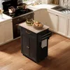 Carrello Da Cucina Nero Con Piano Di Lavoro, Cassetto E Anteprima dell’immagine prodotto 7