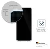 A close-up view of a phone screen protector with marketing text and icons. Produktbild-Vorschau