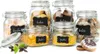 A set of glass jars filled with various food items, arranged on a white background. Produktbild-Vorschau