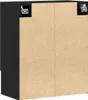 The back and side of a black cabinet with visible mounting hardware. Voir les images du produit