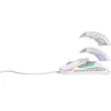 A white gaming mouse with RGB lighting and interchangeable top shells is shown on a white background. Podgląd zdjęcia produktu