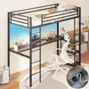 COSTWAY loft łóżko piętrowe 90x200cm z biurkiem, diodami Podgląd zdjęcia produktu 2