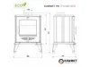 Technical drawing of a KAWMET P8 ECO fireplace with dimensions. Náhľad obrázku produktu