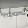 vidaXL Evier double argenté 1200x500x155 mm acier Voir les images du produit 2