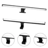 Two views of a black LED light bar with a white light strip, mounted on black brackets. Three circular close-up views of the mounting brackets are shown below. Náhled obrázku produktu