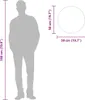 A diagram showing the dimensions of a round mirror in relation to a human silhouette. Anteprima dell’immagine prodotto