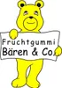 A cartoon yellow bear holding a sign with text. Produktbild-Vorschau
