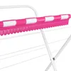 Close-up of a pink and white striped detail on a white drying rack. Podgląd zdjęcia produktu