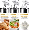 A collage showing a stand mixer with different attachments, along with images of food items. Produktbild-Vorschau