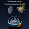 A product image showcasing wireless earbuds and their charging case, with text highlighting smart touch controls and features. Produktbild-Vorschau