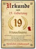 Urkunde zum 19. Geburtstag personalisiertes Geschenk Produktbild-Vorschau 1