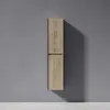 A tall, narrow cabinet with a wood grain finish is mounted on a gray wall. Anteprima dell’immagine prodotto