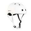 A white helmet with black straps is shown against a white background. Produktbild-Vorschau