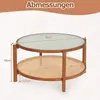 COSTWAY Couchtisch Rund 2-Ebenen, Wohnzimmertisch Holz Produktbild-Vorschau 3