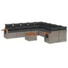 vidaXL 11-tlg. Garten-Sofagarnitur mit Kissen Grau Poly Produktbild-Vorschau 1