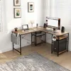 Zimilo L-Form Schreibtisch mit Steckdosen & USB, Produktbild-Vorschau 5