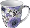 Tasse 10cm Porzellan mit Anemonen Blumenmotiv Weiß / Lila Produktbild-Vorschau 1