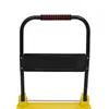 Close-up of the handle and upper frame of a yellow platform trolley. Náhled obrázku produktu
