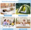 A collage of four images showcasing a multi-functional futon mattress in different settings: as a sleeping mat, a camping mat, a play mat for children, and a yoga mat. Náhled obrázku produktu
