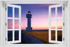 Wallario Wandbild mit Fenster-Illusion: Leuchtturm am Abend Produktbild-Vorschau 1