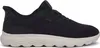 A side view of a navy blue Geox sneaker with a beige sole. Voir les images du produit