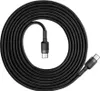 A coiled black USB Type-C cable with connectors on both ends, presented on a white background. Produktbild-Vorschau