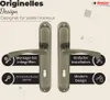 A marketing image showcasing two door handles with descriptive text and icons highlighting features. Produktbild-Vorschau