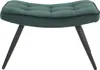A dark green upholstered ottoman with black legs on a white background. Produktbild-Vorschau